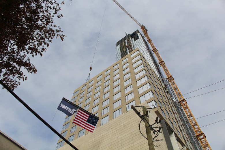 A beam is raised at 1072 West Peachtree.