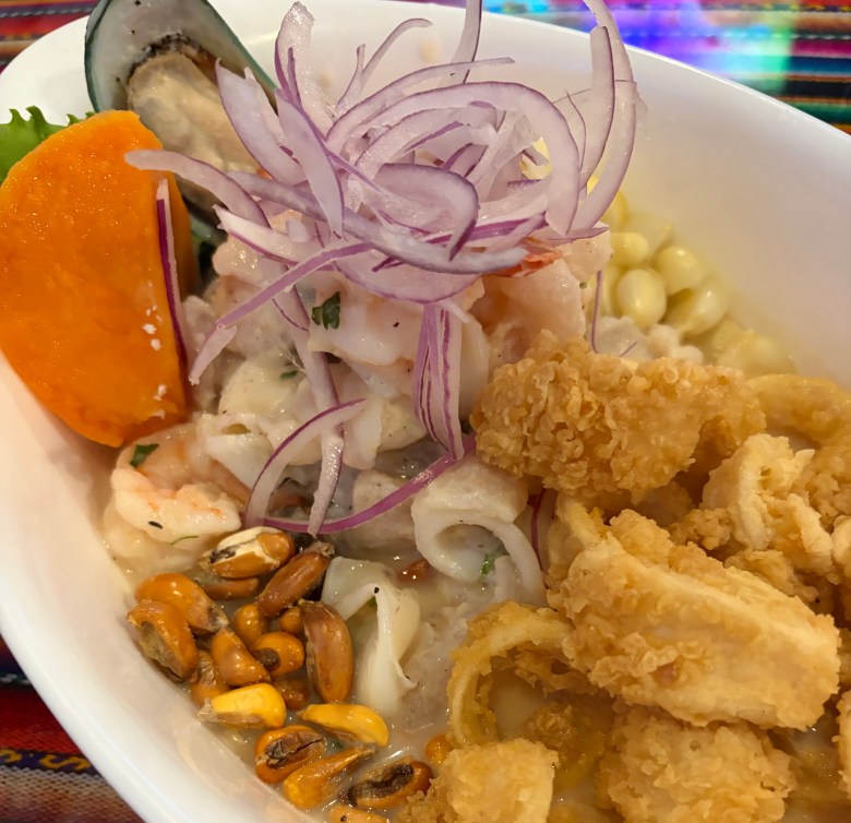 Special ceviche with calamari from Cuzco Peruvian. (Photo by Sarra Sedghi)