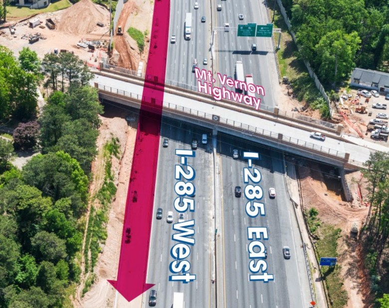An auxiliary lane will open on I-285 to help motorists merge more safely. (Provided by GDOT)