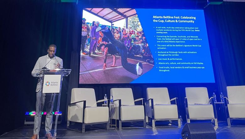 Kelvin Collins, Vice President of Economic Development at the Atlanta Beltline, outlines the organization's plans for 2026's Atlanta Beltline Fest. Photo by Stephanie Toone.