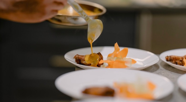 Lemon pepper wet wings and crudite. (Courtesy of James Ly)