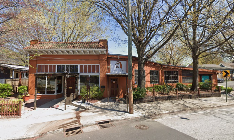 The outside of Agave restaurant in Cabbagetown on a Sunny day in Atlanta. 